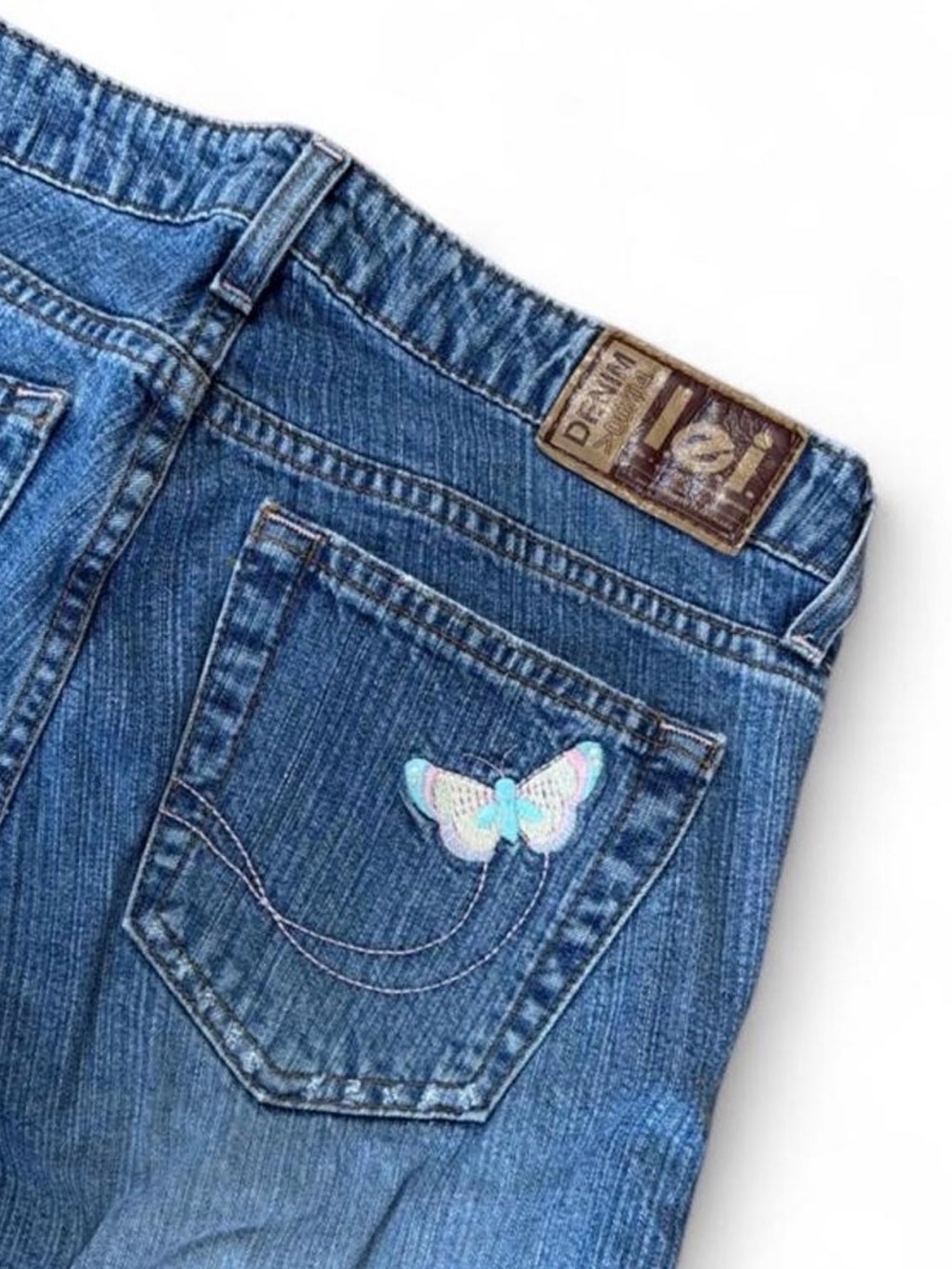 Y2K Butterfly Embroidered Denim Bermuda Shorts I Vintage | Low Rise